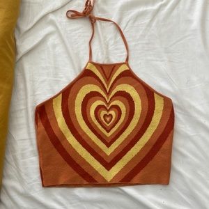 Bailey Rose Womens Tops | Good View Heart Pattern Top Orange